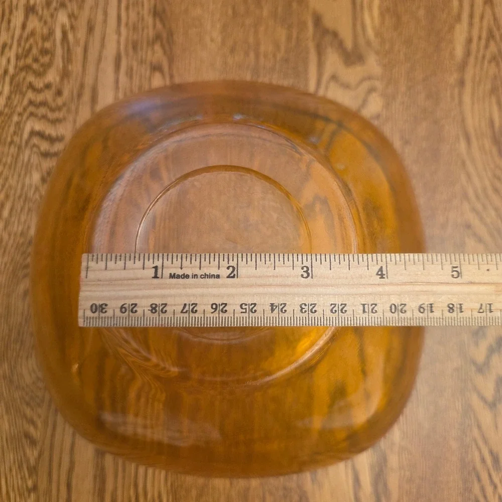 Vereco France Amber Glass Square‎ Serving Bowl Midcentury Vintage Serving Bowl